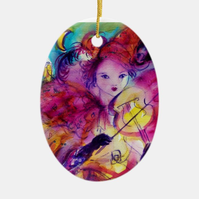 DÉCORATION EN CÉRAMIQUE NUIT/MUSIQUE DE MASCARADE FAISANT LE CLOWN ROSE (Devant)