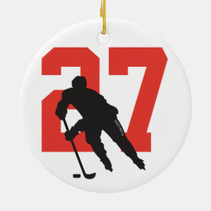 Décoration En Céramique Numéro personnalisé du joueur de hockey sur glace