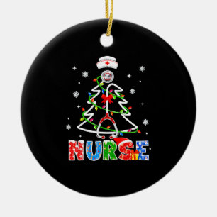 Décoration En Céramique Nurse Christmas Tree Stéthoscope RNLPN Scrub