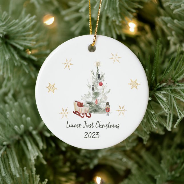 Décoration En Céramique Nutcracker aquarelle botanique joli Noël (Arbre)