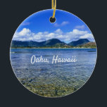 Décoration En Céramique Oahu Beach Cove<br><div class="desc">View of tropical ocean and Ko'olau mountain range in Kailua on the island of Oahu,  Hawaii.</div>