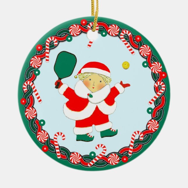 Décoration En Céramique Objet de collection de Noël pour pickleball (Devant)
