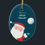 Décoration En Céramique Objet de collection de volley-ball<br><div class="desc">Ornement de Noël créatif de volley-ball,  cadeau de vacances ou étiquette de cadeau de Noël créative. Pour personnaliser,  modifiez le texte pour ajouter le nom de votre joueur de volley-ball préféré.</div>