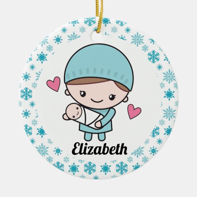 Décoration En Céramique Obstétricien OB-GYN Infirmière sage-femme (Devant)