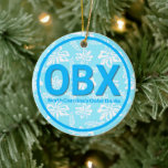 Décoration En Céramique OBX Externe Banques NC Floral Blue Beach<br><div class="desc">Banques externes OBX personnalisées Caroline du Nord Floral Blue Beach Ornement de Noël.</div>