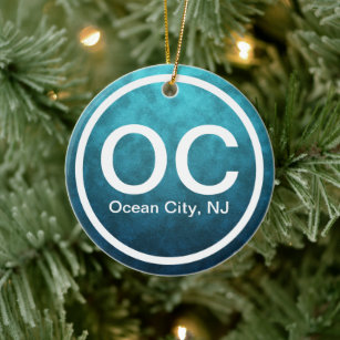 Décoration En Céramique OC Ocean City NJ New Jersey Beach Tag Christmas