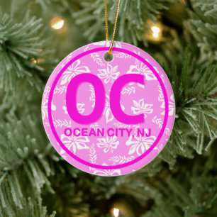 Décoration En Céramique OC personnalisé NJ Ocean City New Jersey en rose