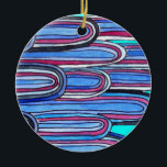 Décoration En Céramique Ocean Waves aqua blue pattern<br><div class="desc">A print design from original hand drawn and painted art. This blue,  purple and turquoise curving,  wave like pattern is a graphic art doodle that was inspired by the gentle waves of the ocean lapping against the shore. Perfect cool colours for accessories and for Summer.</div>