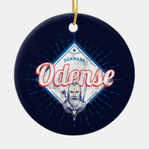 Décoration En Céramique Odense City Danemark Retro Viking Souvenir Vintage