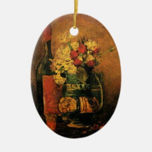 Décoration En Céramique Œillets, roses et une bouteille par Vincent van Go