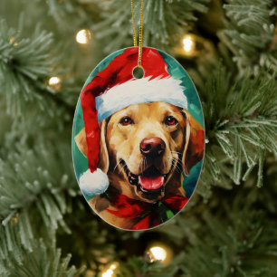 Décoration En Céramique OEuvre de peinture de Noël du Labrador