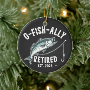 Décoration En Céramique Officiellement Retraité est 2025 Papa Pêcheur Retr