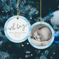 OH BOY Blue Heart Stripes 1er Noël du bébé
