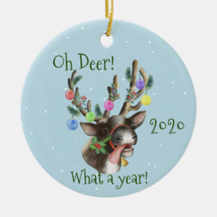 Décoration En Céramique Oh cerf quelle année Noël pandémie 2020
