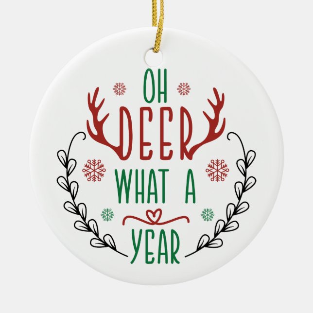 Décoration En Céramique OH CHER QUEL AN | Bébé mignon renne drôle (Devant)