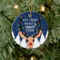 Oh Deer Crazy Année Reindeer Lumières Noël Neige