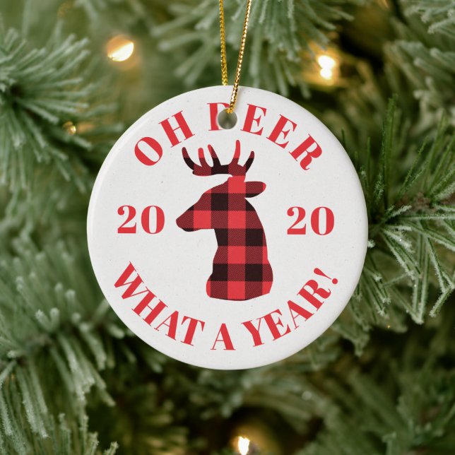Décoration En Céramique Oh Deer Qu'est-ce qu'un Buffalo 2020 a fait Noël (Arbre)