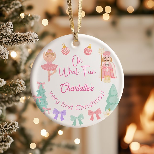 Décoration En Céramique Oh What Fun Pink Nutcracker First Christmas (Créateur téléchargé)