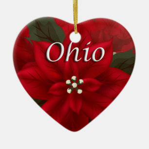 Décoration En Céramique Ohio Red Poinsettia Heart Keepsaké