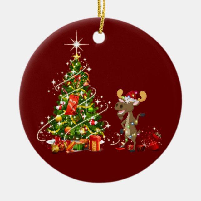 Décoration En Céramique Oie avec lumières Casquettes Noël (Devant)