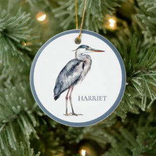 Décoration En Céramique Oiseau de Héron Bleu Côtier Personnalisé