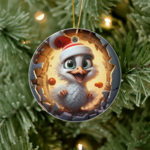 Décoration En Céramique Oiseau de Noël 3D personnalisé