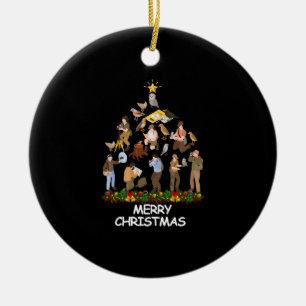 Décoration En Céramique Oiseaux à l'observation Arbre de Noël Joyeux Noël