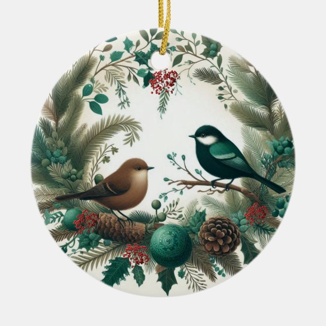 Décoration En Céramique Oiseaux et branches de la forêt enchantée (Devant)