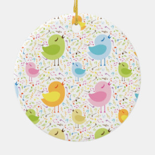 Décoration En Céramique Oiseaux gazouillant avec un motif musical