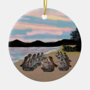 Décoration En Céramique Onze joueurs de pipeau sifflant l'ornement