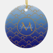 Or gradué par feston de bleu royal de Seigaiha de