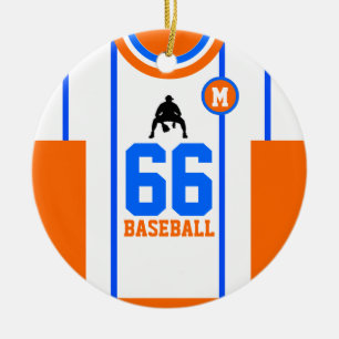 Décoration En Céramique Orange de baseball Jersey Blue Orange
