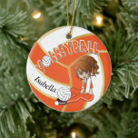 Décoration En Céramique Orange et Gold Girl Volleyball<br><div class="desc">do-it-yourself Joueur de volley-ball Sport Ornement de Noël. REMARQUE : SEULEMENT CHANGER LES ZONES MODÈLES NÉCESSAIRES! 😀 Si nécessaire, vous pouvez supprimer le texte et commencer à ajouter le texte et la police que vous voulez. 📌 Si vous avez besoin d'une personnalisation plus poussée, cliquez sur le bouton "Cliquez pour...</div>