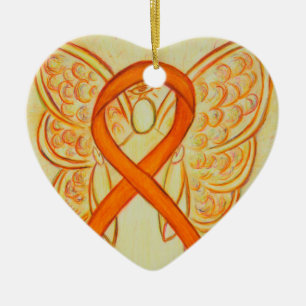 Décoration En Céramique Orange Sensibilisation Ruban Angel Personnalisé Ar
