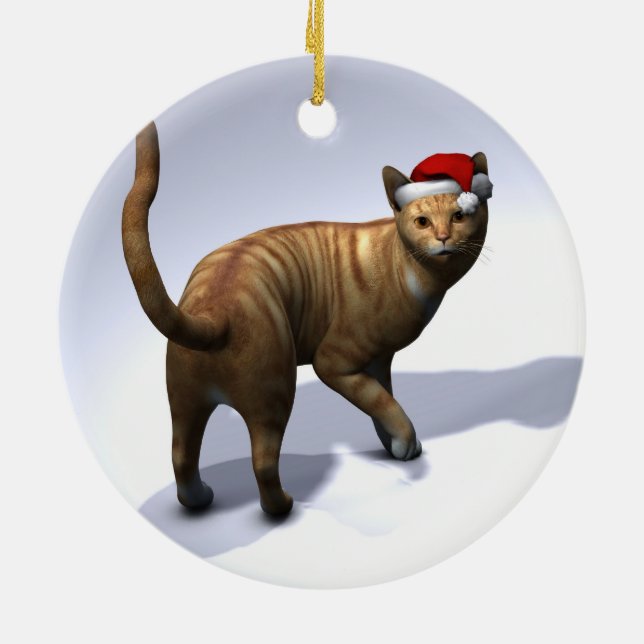 Décoration En Céramique Orange Tabby Père Noël (Dos)