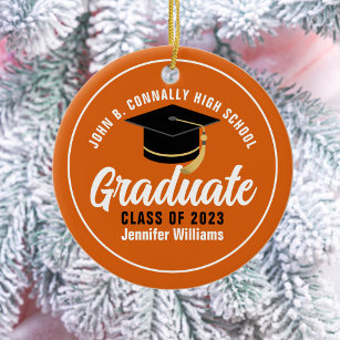 Décoration En Céramique Orange White Graduate Custom 2024 Graduation