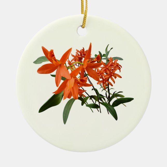 Décoration En Céramique Orchidée Epidendrum orange (Devant)
