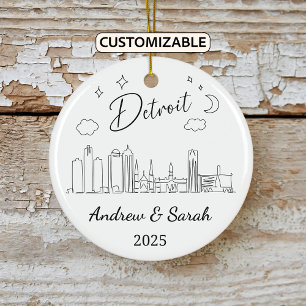 Décoration En Céramique Ordinateur Skyline personnalisé Detroit Ornament,