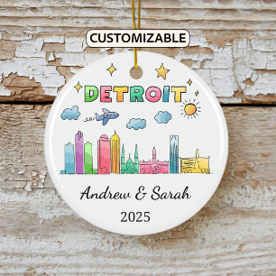 Décoration En Céramique Ordinateur Skyline personnalisé Detroit Ornament,