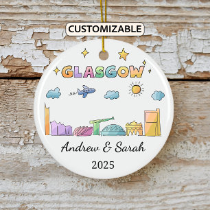 Décoration En Céramique Ordinateur Skyline personnalisé Glasgow Ornament,