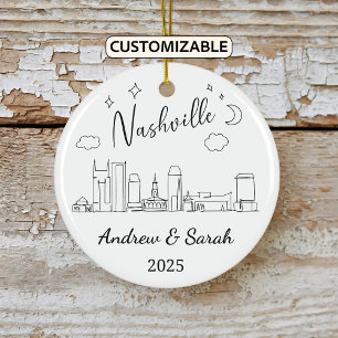 Décoration En Céramique Ordinateur Skyline personnalisé Nashville Ornament