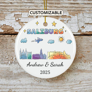 Décoration En Céramique Ordinateur Skyline personnalisé Salzburg Ornament,