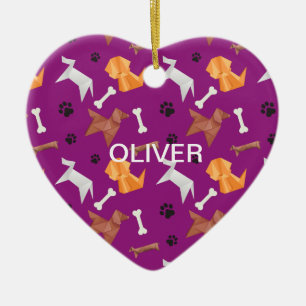 Décoration En Céramique Origami Chiens 1 Mémorial Photo