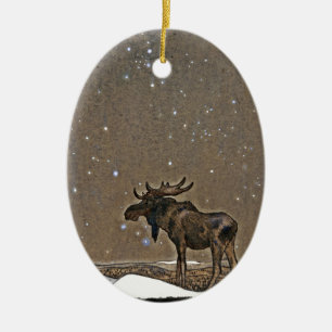 Décoration En Céramique Orignaux dans la neige