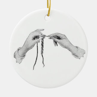 Décoration En Céramique Ornament crocheting hands vintage