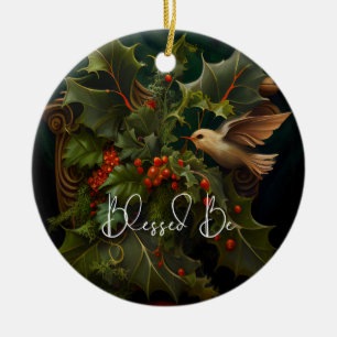 Décoration En Céramique Ornament Holly et Ivy