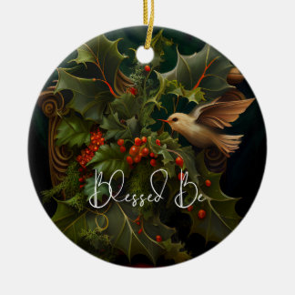 Décoration En Céramique Ornament Holly et Ivy