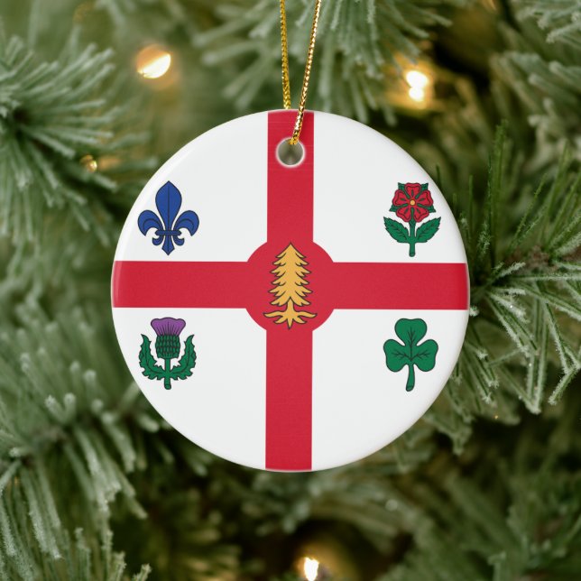Décoration En Céramique Ornament with flag of Montreal, Canada (Arbre)