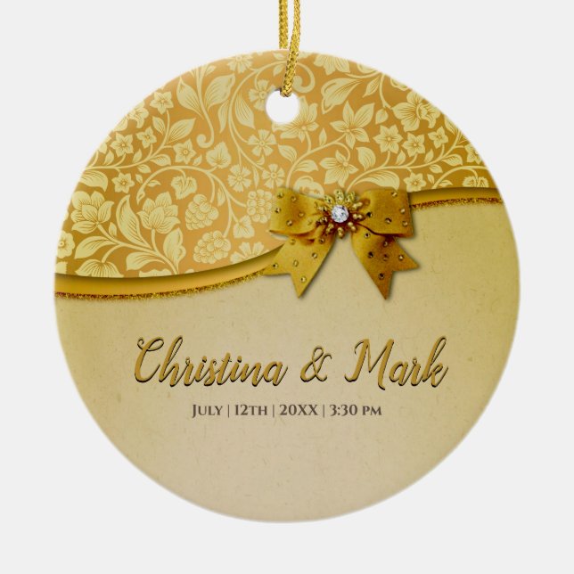 Décoration En Céramique Ornate Elegant Retro Fleurs Abstraites et Feuilles (Devant)