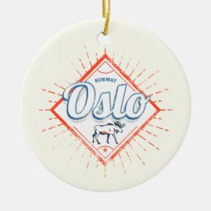 Décoration En Céramique Oslo Capital Norvège Retro Moose Souvenir Vintage